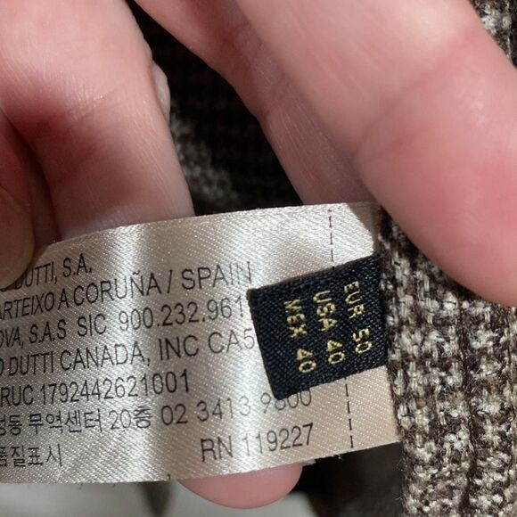 Massimo Dutti Brown Gingham Print Wool Blend Blazer Size 40 - Picture 8 of 11